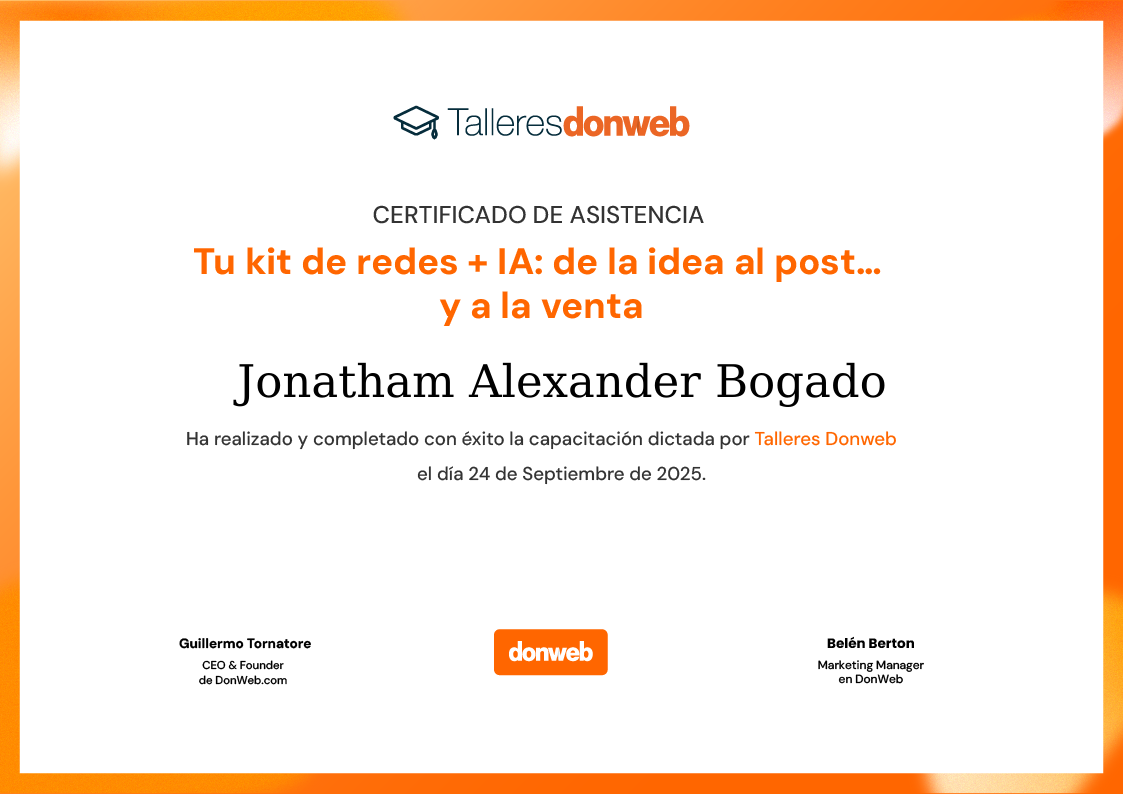 Certificado de asistencia · Talleres DonWeb