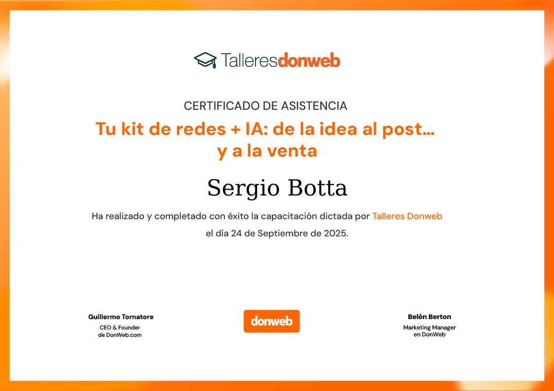 Certificado de asistencia · Talleres DonWeb