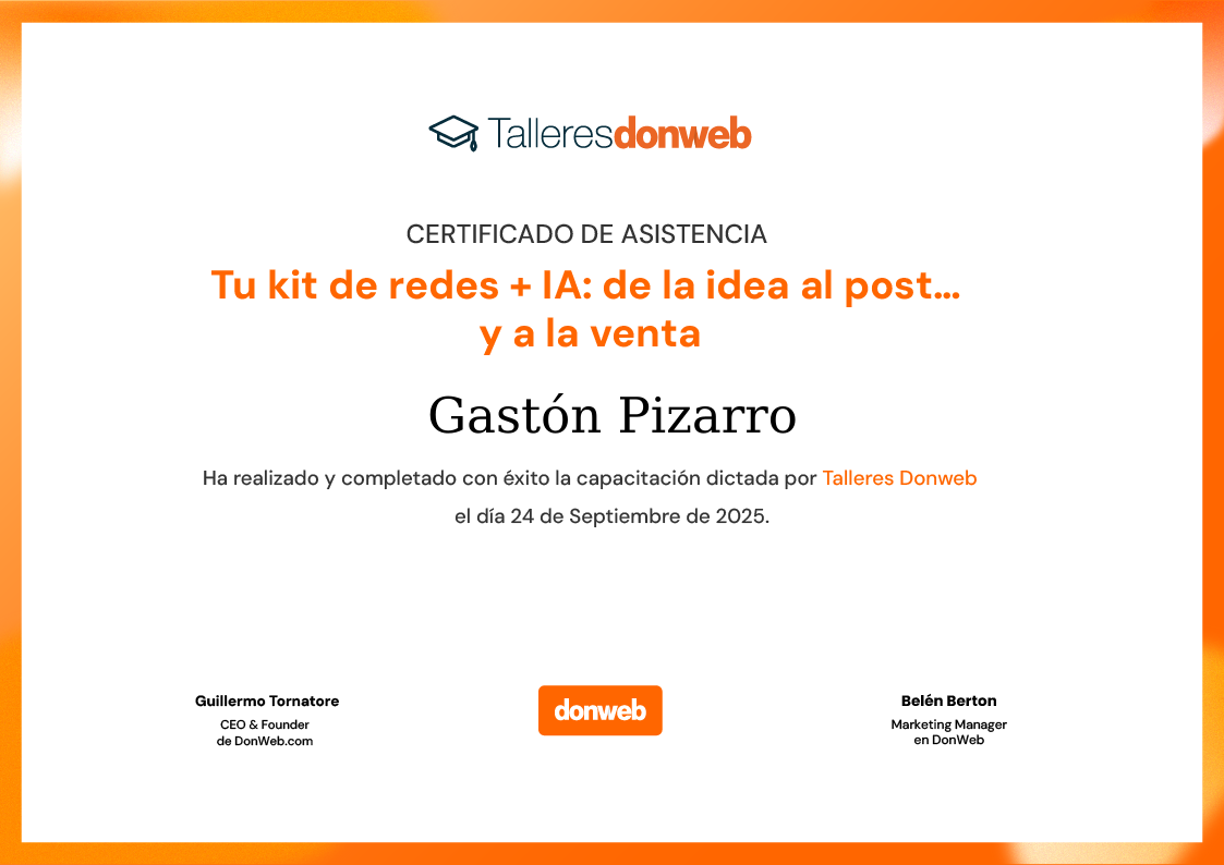 Certificado de asistencia · Talleres DonWeb