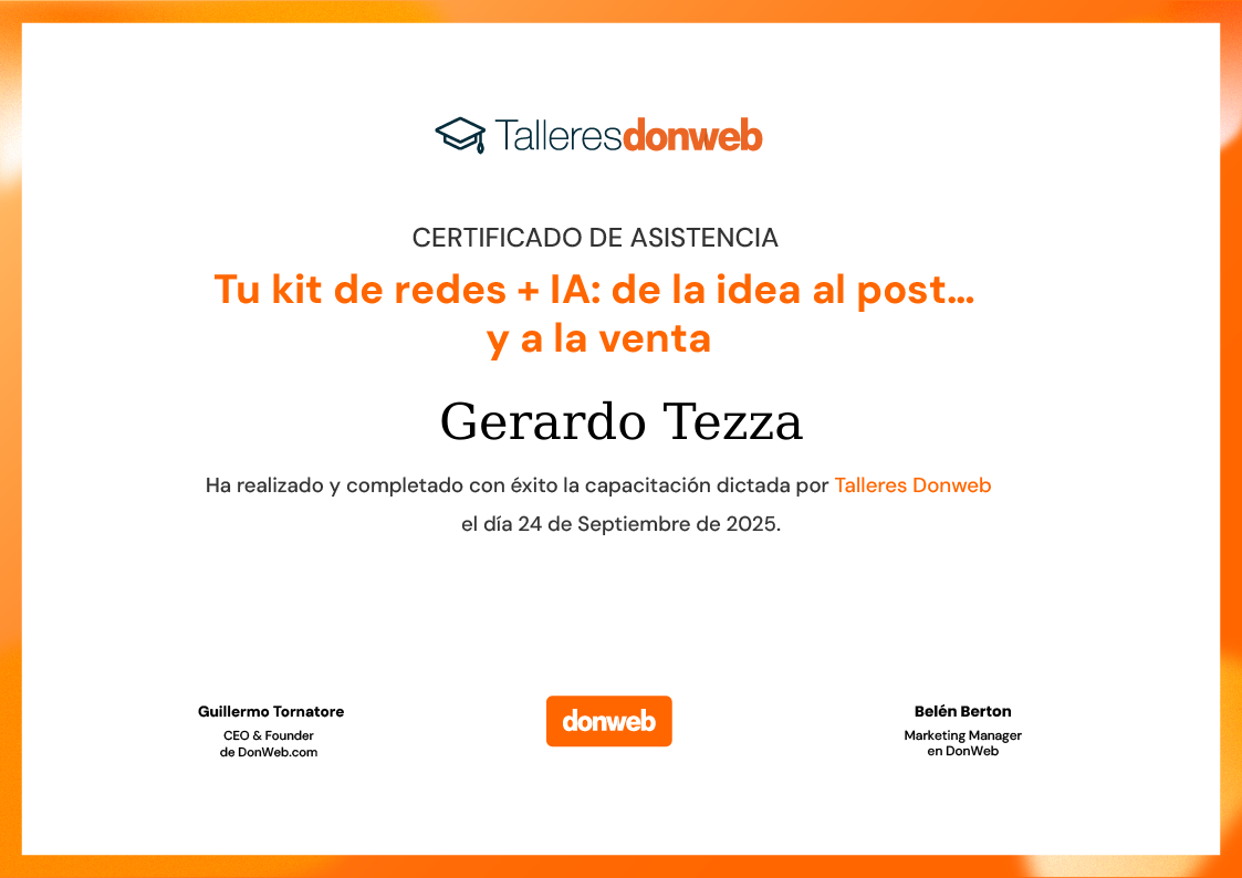 Certificado de asistencia · Talleres DonWeb