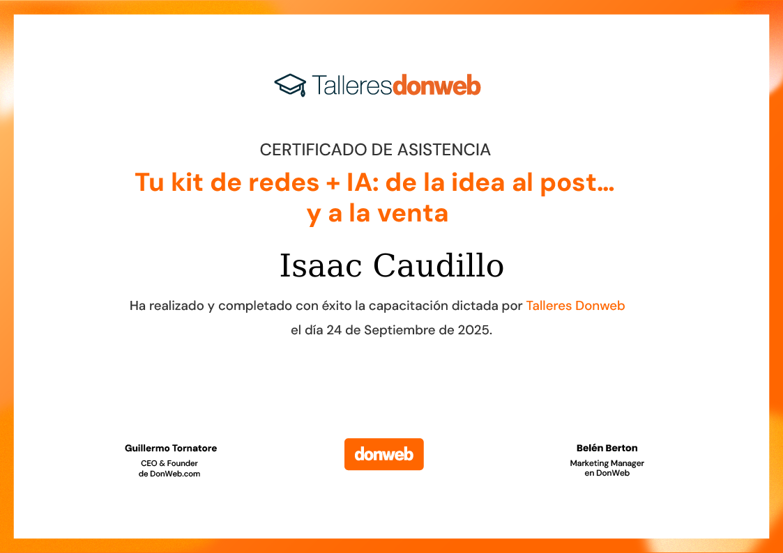 Certificado de asistencia · Talleres DonWeb