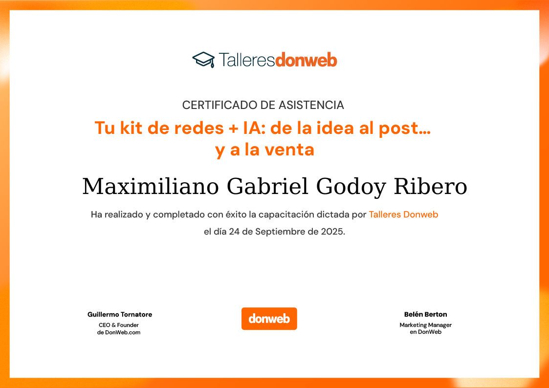 Certificado de asistencia · Talleres DonWeb