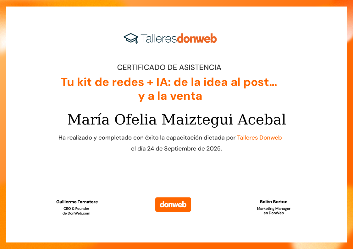 Certificado de asistencia · Talleres DonWeb