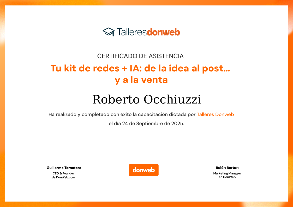 Certificado de asistencia · Talleres DonWeb