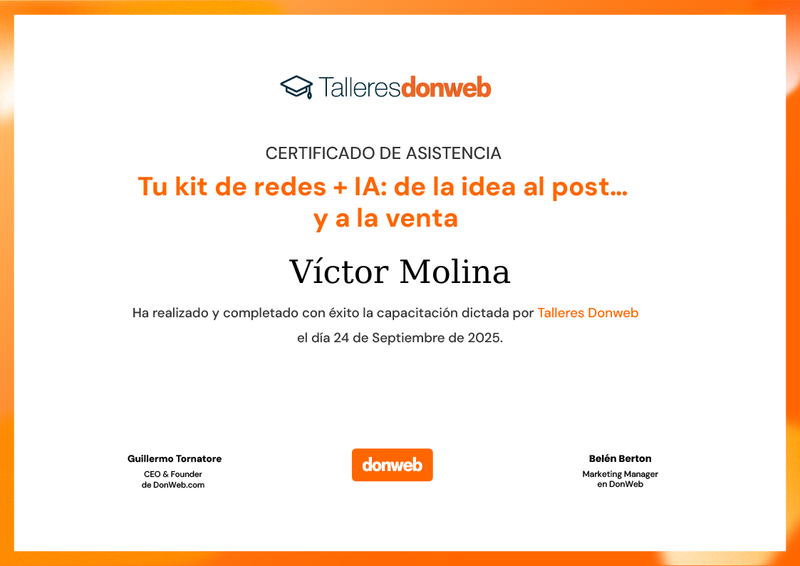Certificado de asistencia · Talleres DonWeb