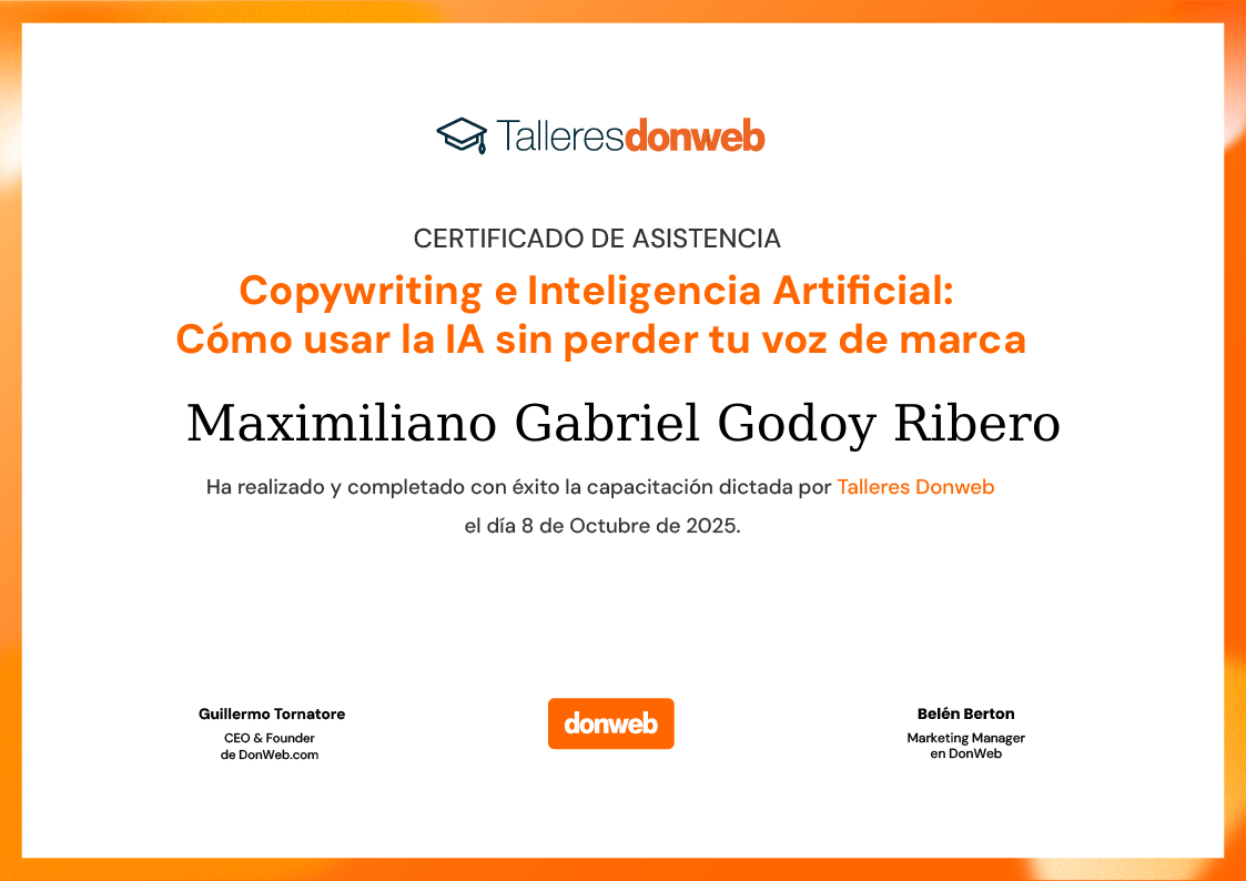 Certificado de asistencia · Talleres DonWeb
