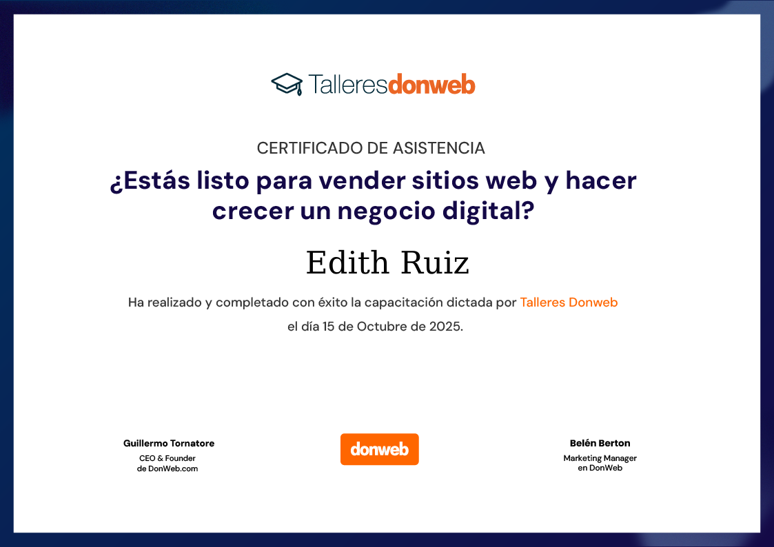 Certificado de asistencia · Talleres DonWeb