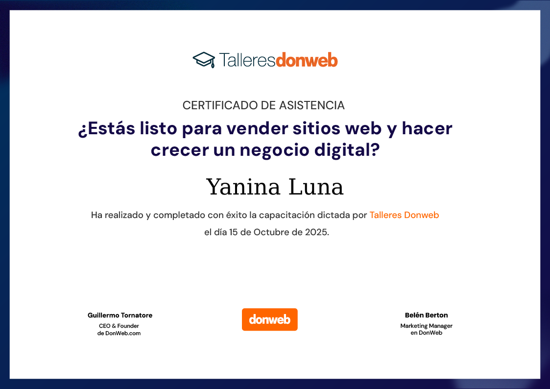 Certificado de asistencia · Talleres DonWeb