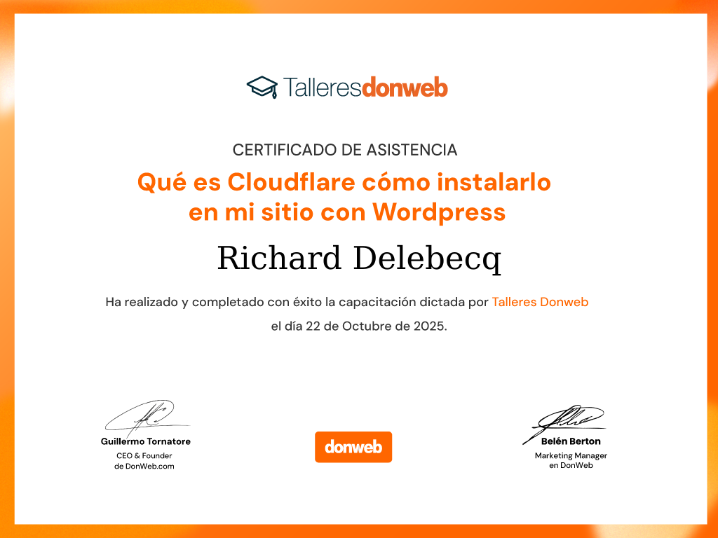 Certificado de asistencia · Talleres DonWeb