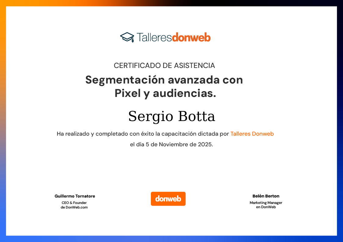 Certificado de asistencia · Talleres DonWeb