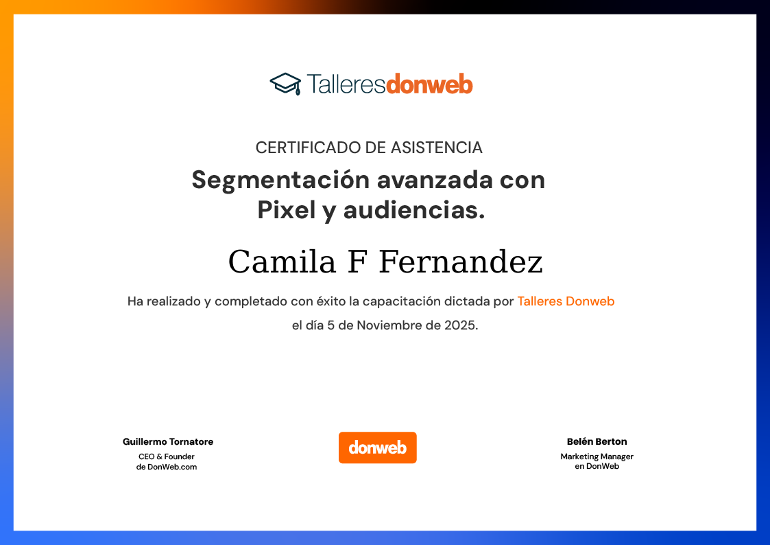 Certificado de asistencia · Talleres DonWeb