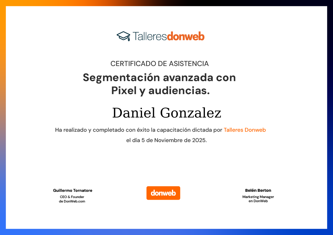 Certificado de asistencia · Talleres DonWeb