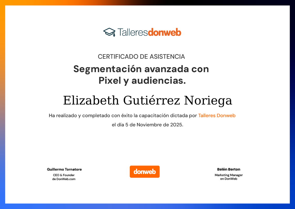 Certificado de asistencia · Talleres DonWeb