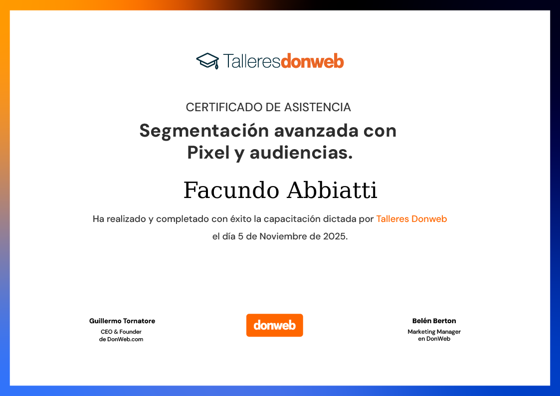Certificado de asistencia · Talleres DonWeb