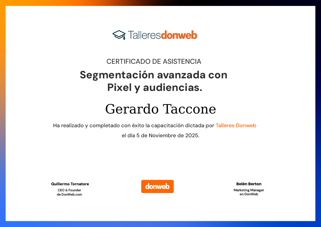 Certificado de asistencia · Talleres DonWeb