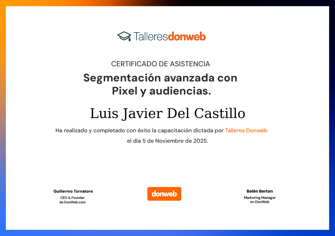 Certificado de asistencia · Talleres DonWeb