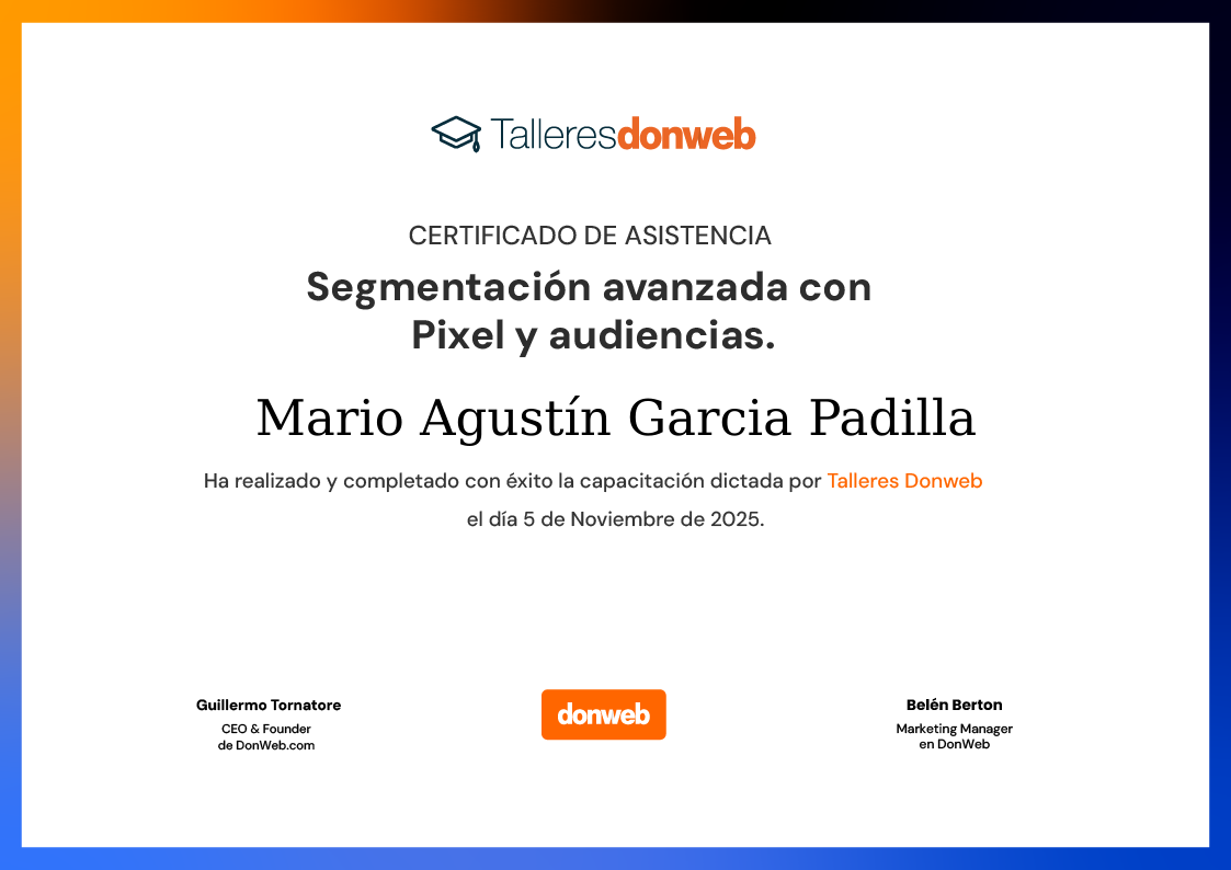 Certificado de asistencia · Talleres DonWeb