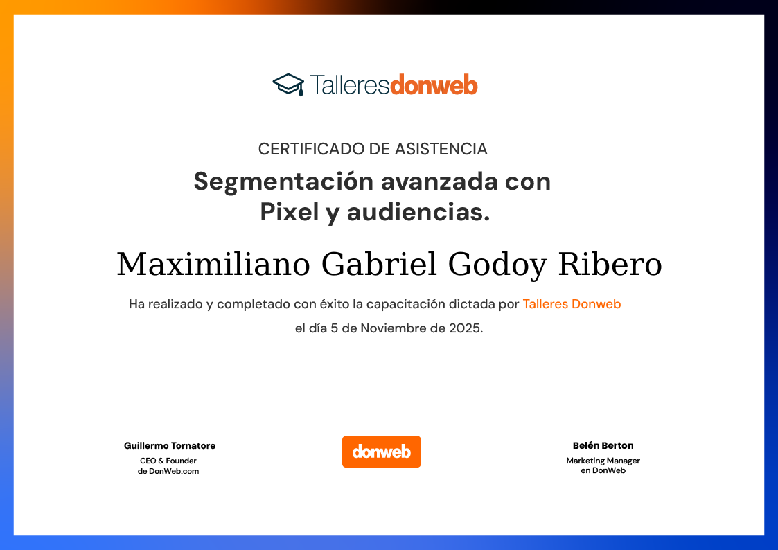 Certificado de asistencia · Talleres DonWeb