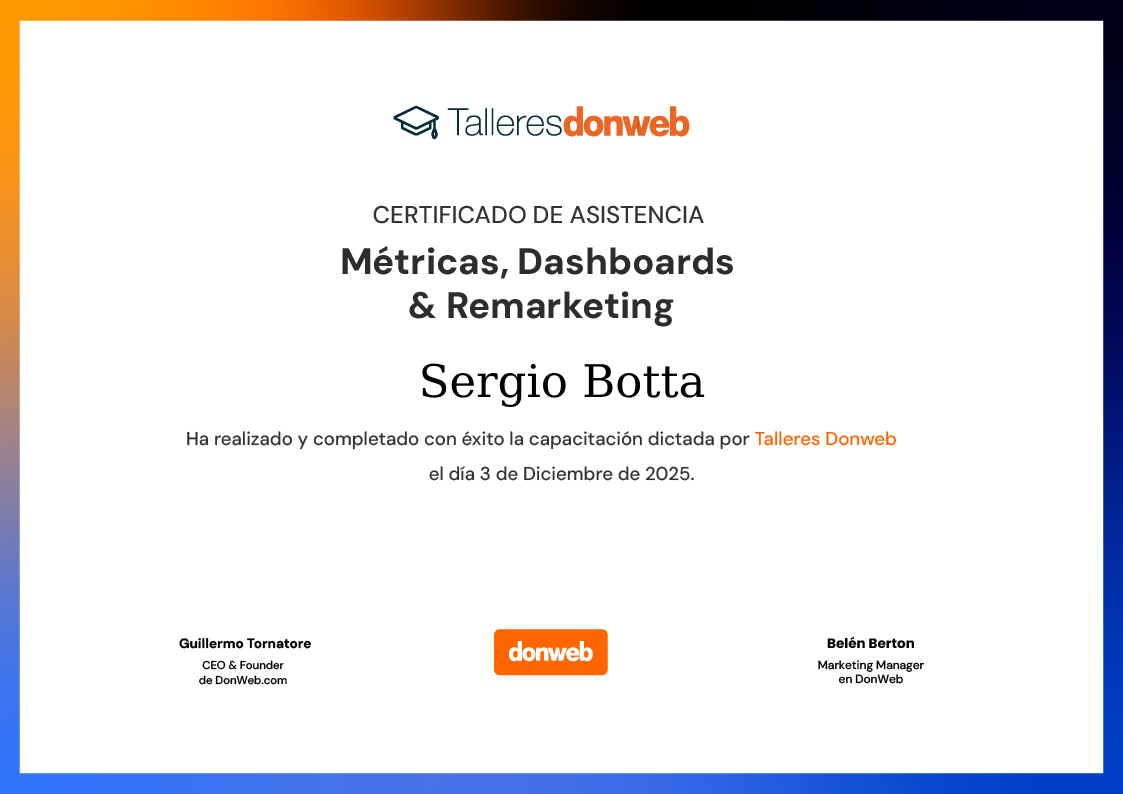 Certificado de asistencia · Talleres DonWeb