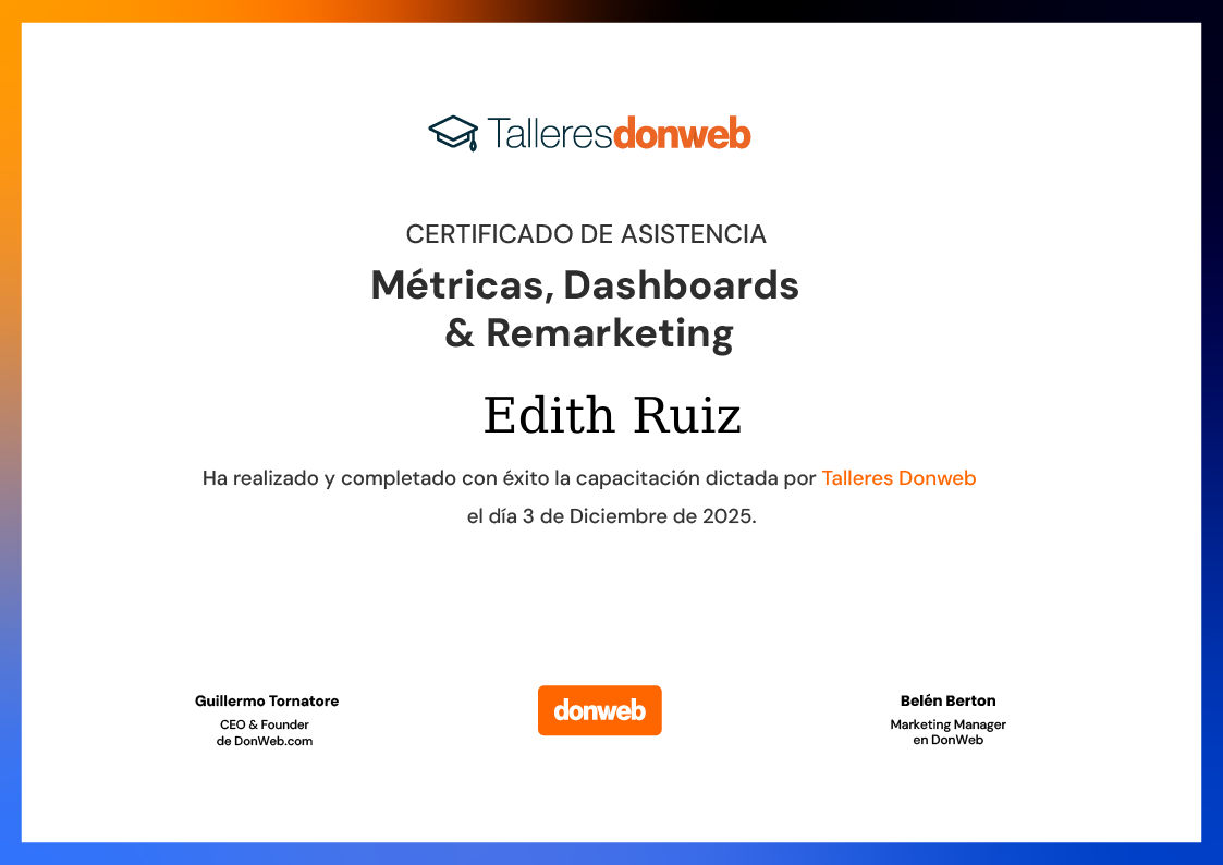 Certificado de asistencia · Talleres DonWeb