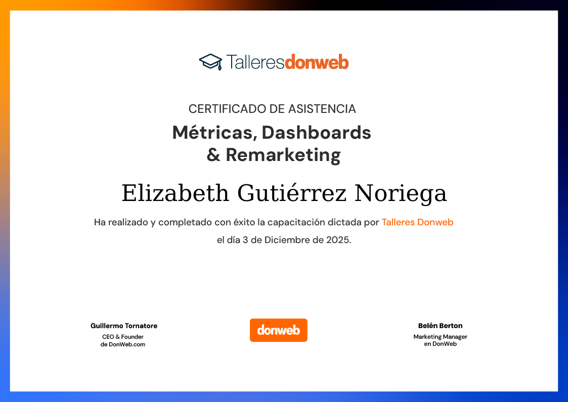 Certificado de asistencia · Talleres DonWeb