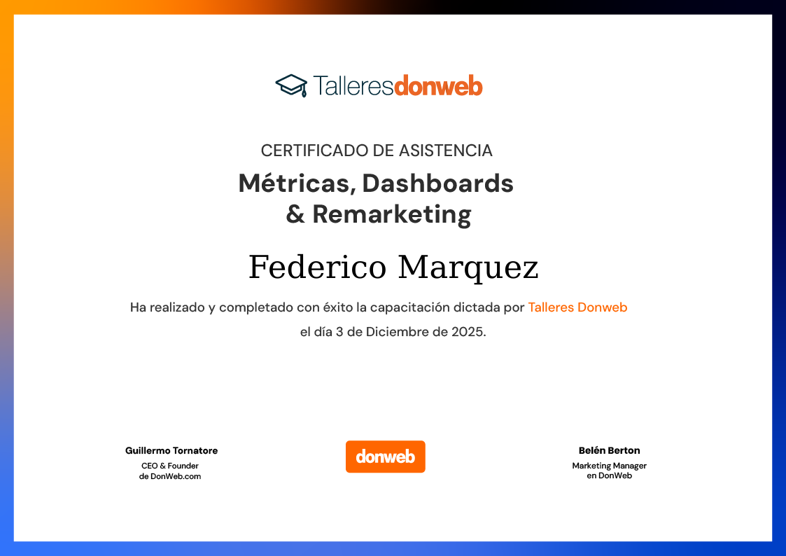 Certificado de asistencia · Talleres DonWeb