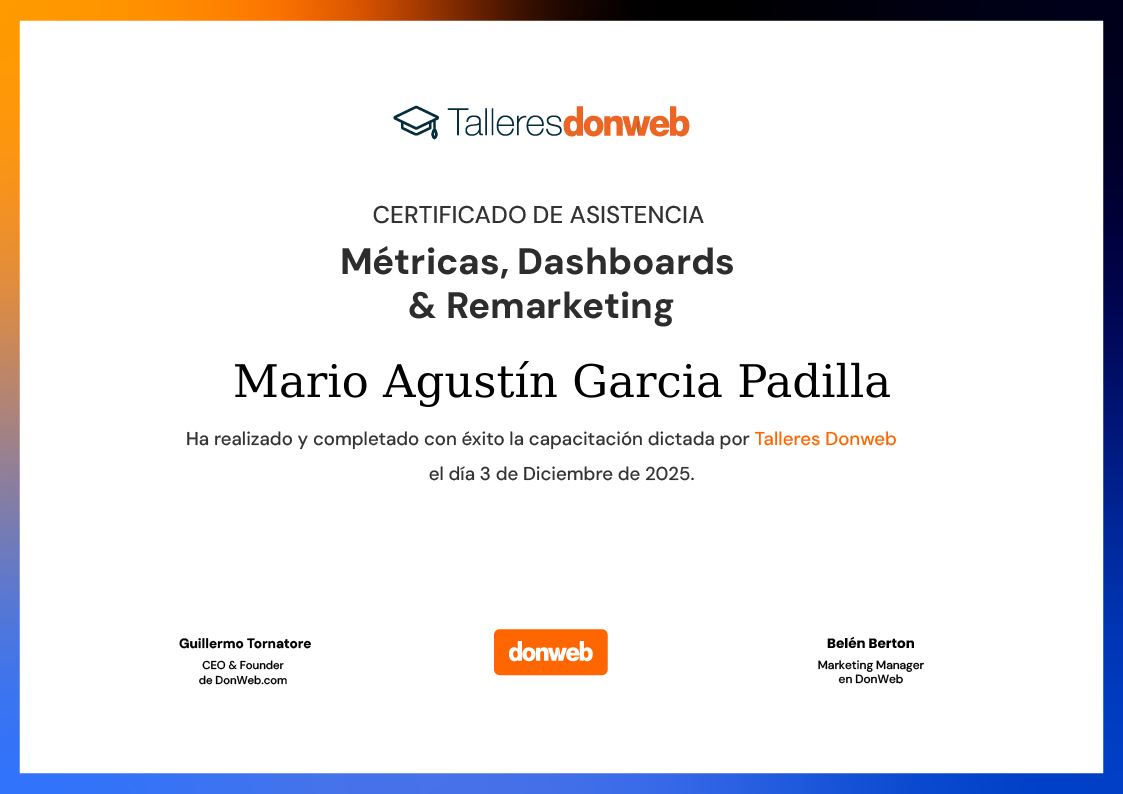 Certificado de asistencia · Talleres DonWeb