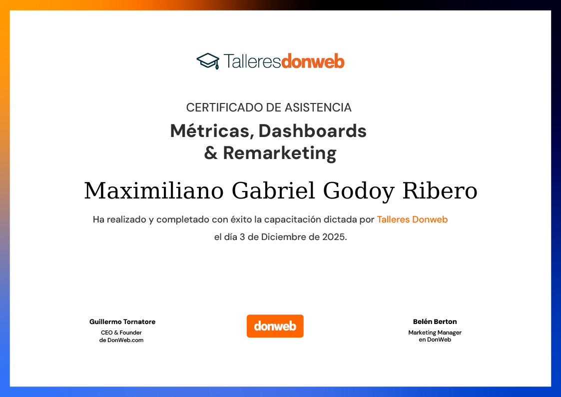 Certificado de asistencia · Talleres DonWeb