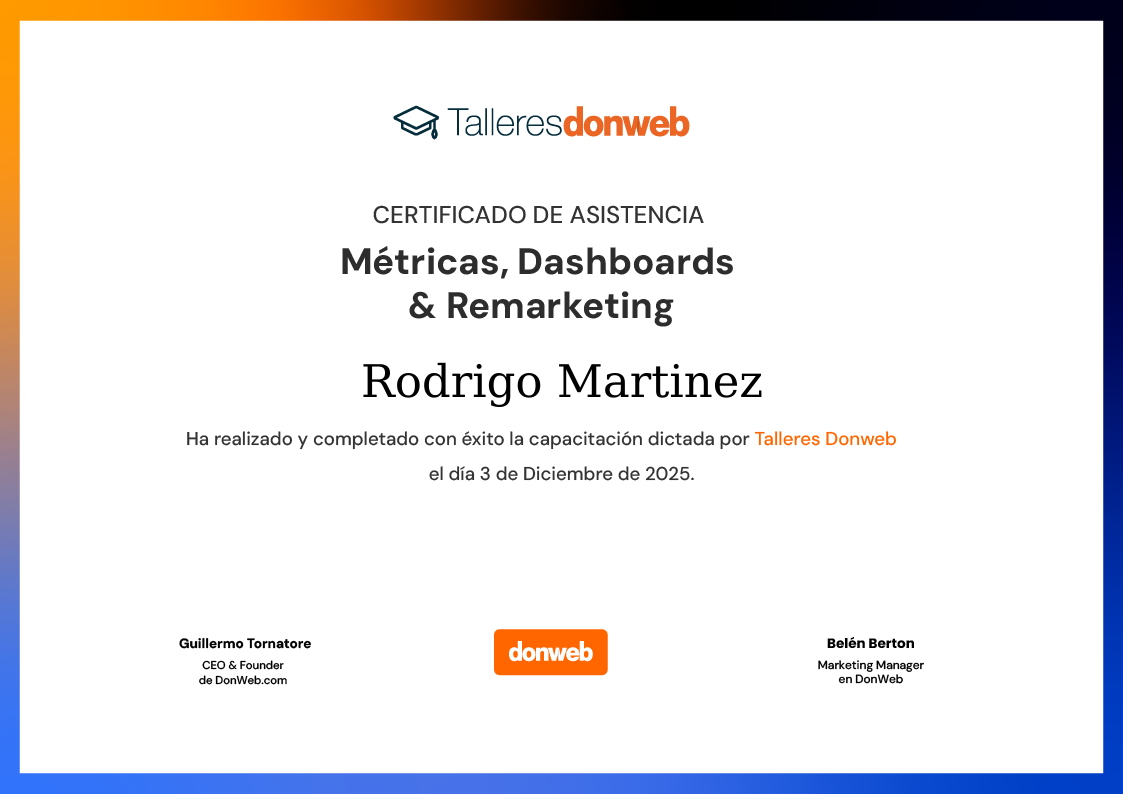 Certificado de asistencia · Talleres DonWeb