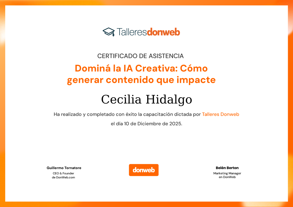 Certificado de asistencia · Talleres DonWeb