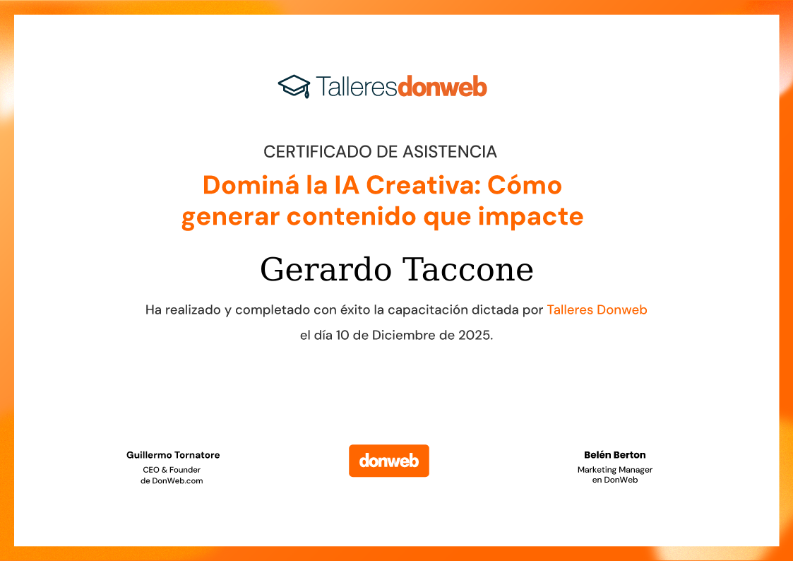 Certificado de asistencia · Talleres DonWeb