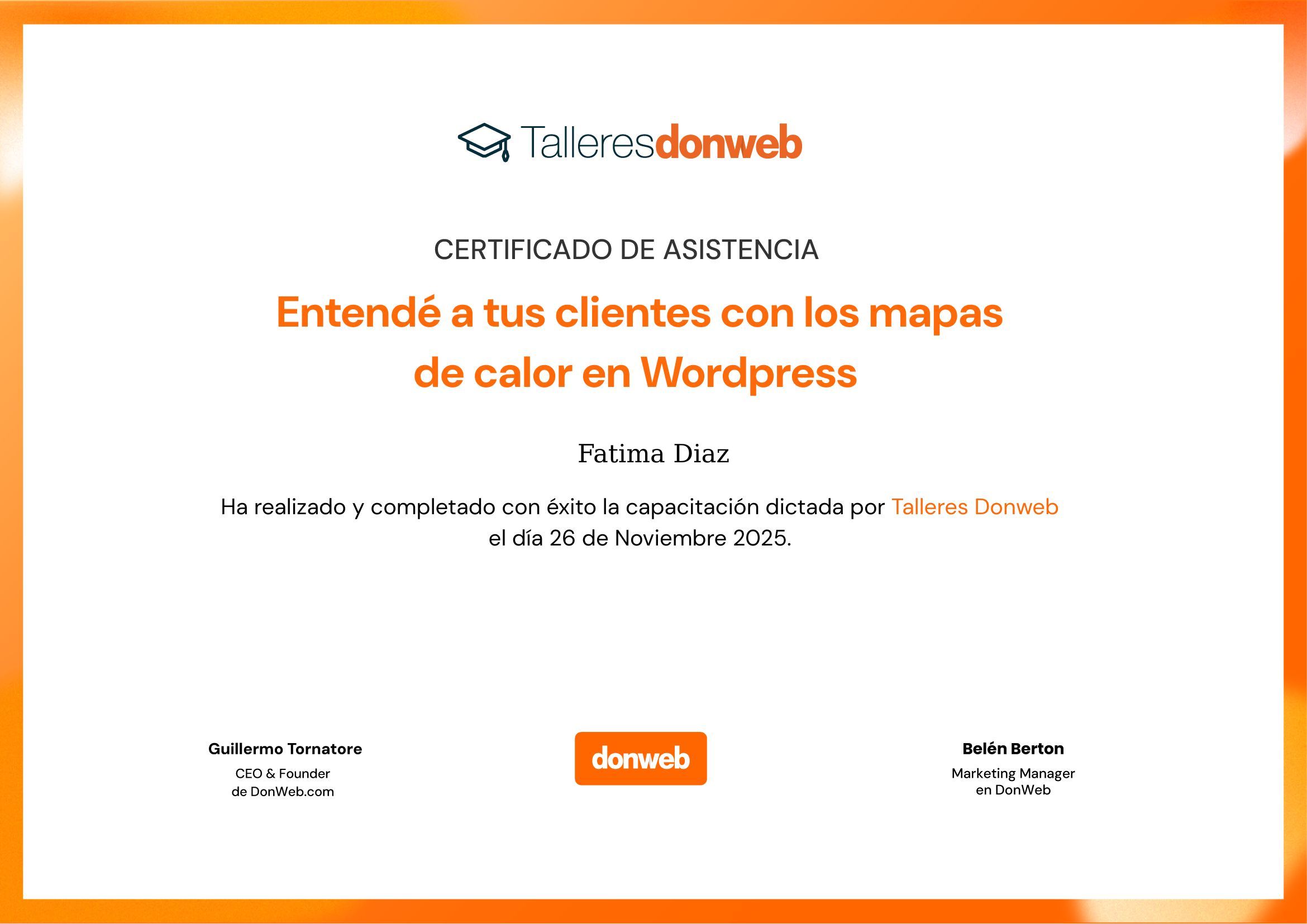 Certificado de asistencia · Talleres DonWeb