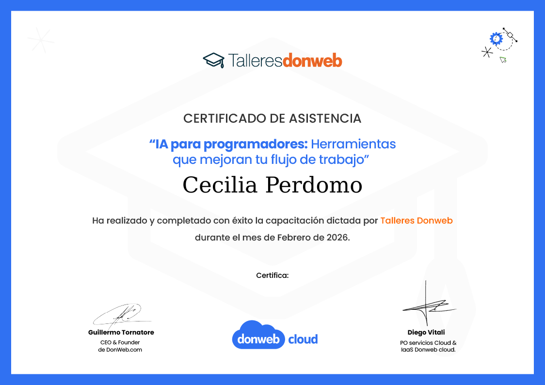 Certificado de asistencia · Talleres DonWeb
