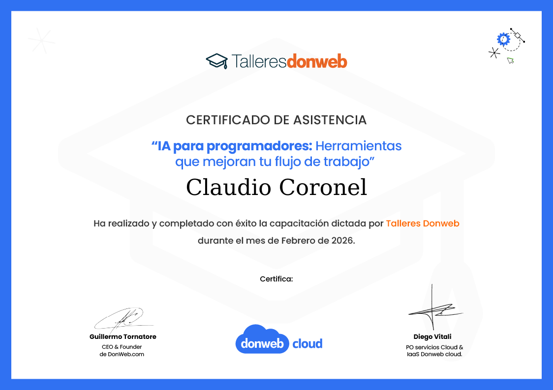 Certificado de asistencia · Talleres DonWeb