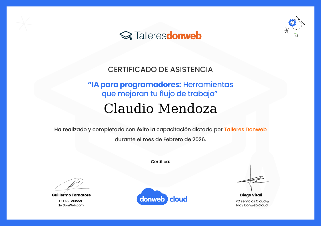 Certificado de asistencia · Talleres DonWeb