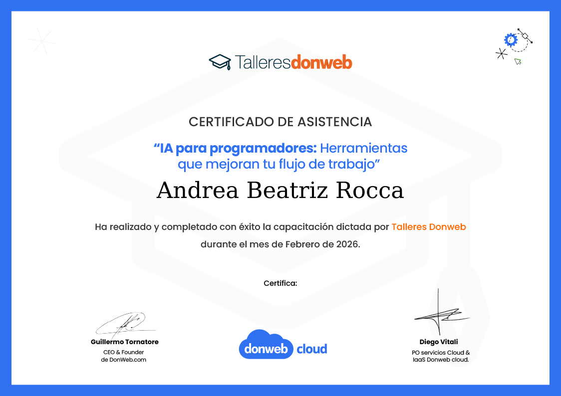 Certificado de asistencia · Talleres DonWeb