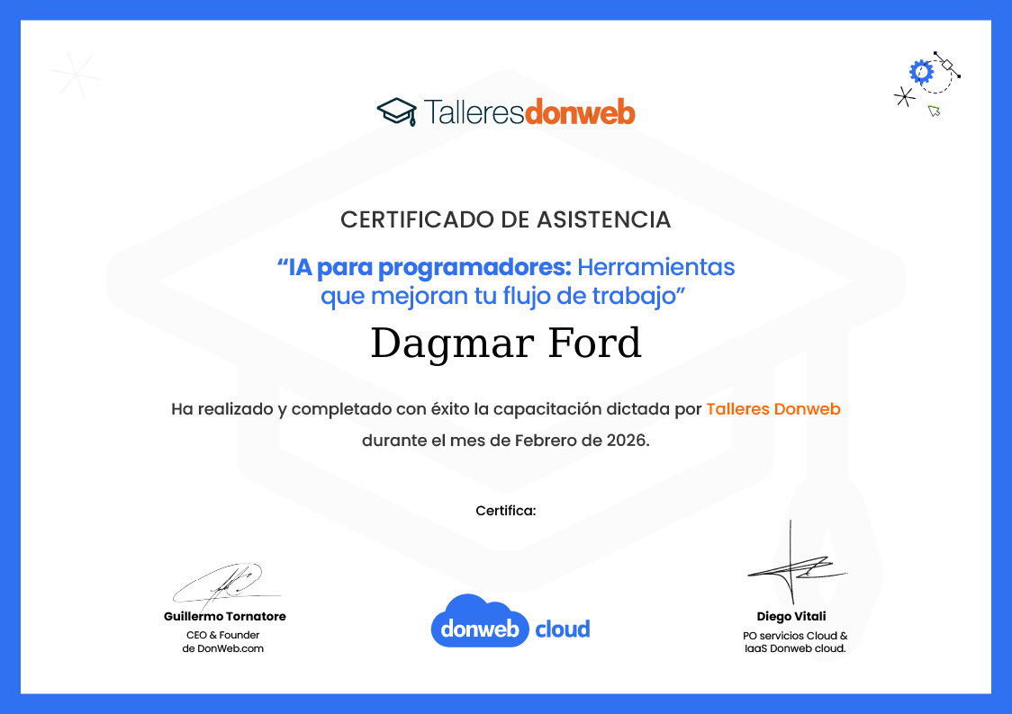 Certificado de asistencia · Talleres DonWeb