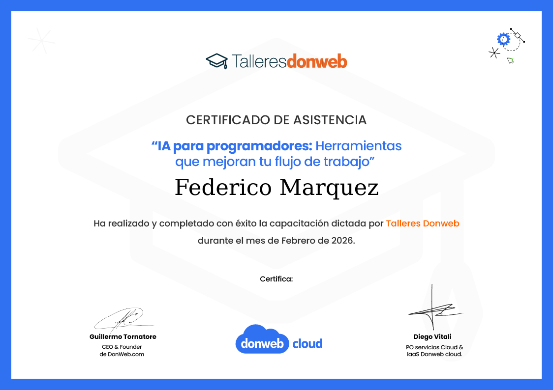Certificado de asistencia · Talleres DonWeb