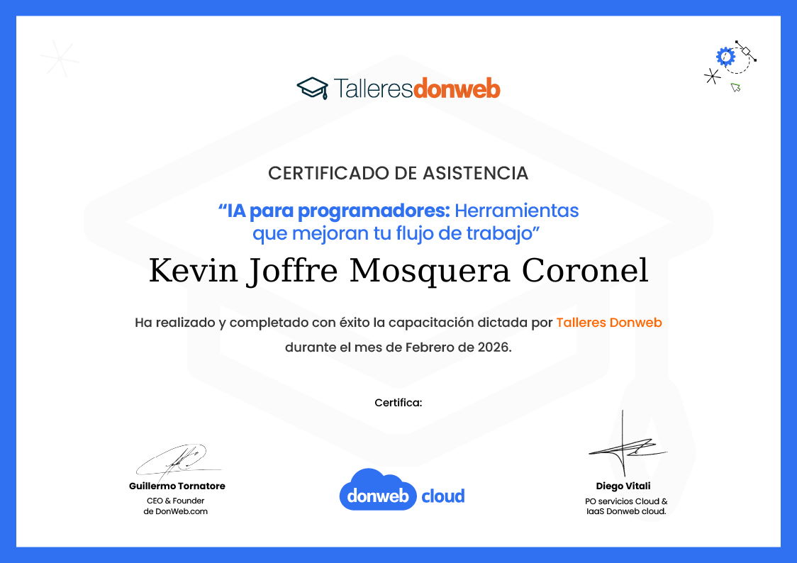 Certificado de asistencia · Talleres DonWeb
