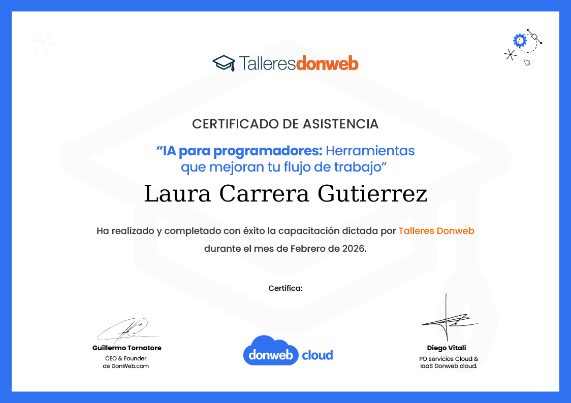Certificado de asistencia · Talleres DonWeb