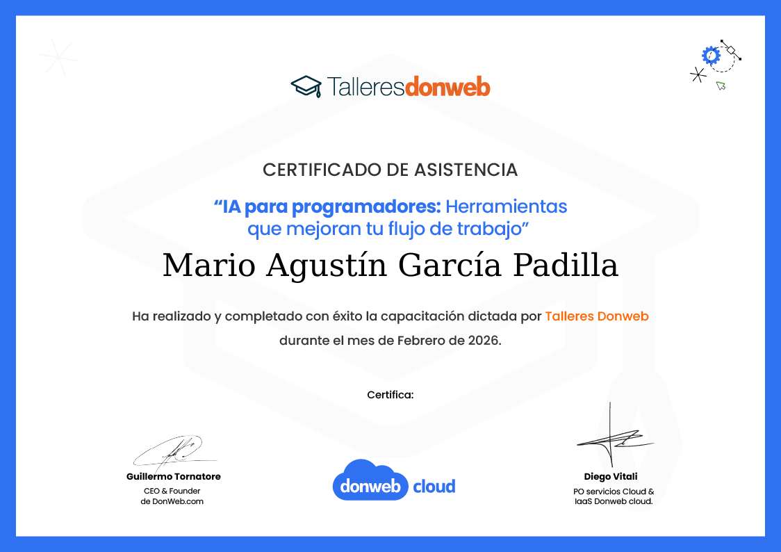 Certificado de asistencia · Talleres DonWeb