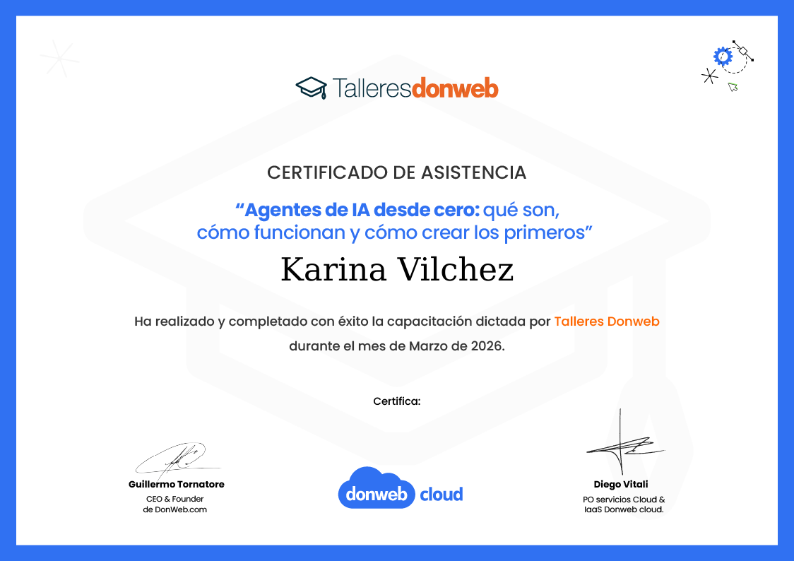 Certificado de asistencia · Talleres DonWeb