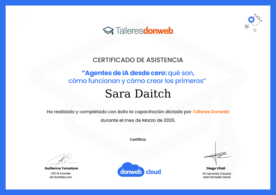 Certificado de asistencia · Talleres DonWeb