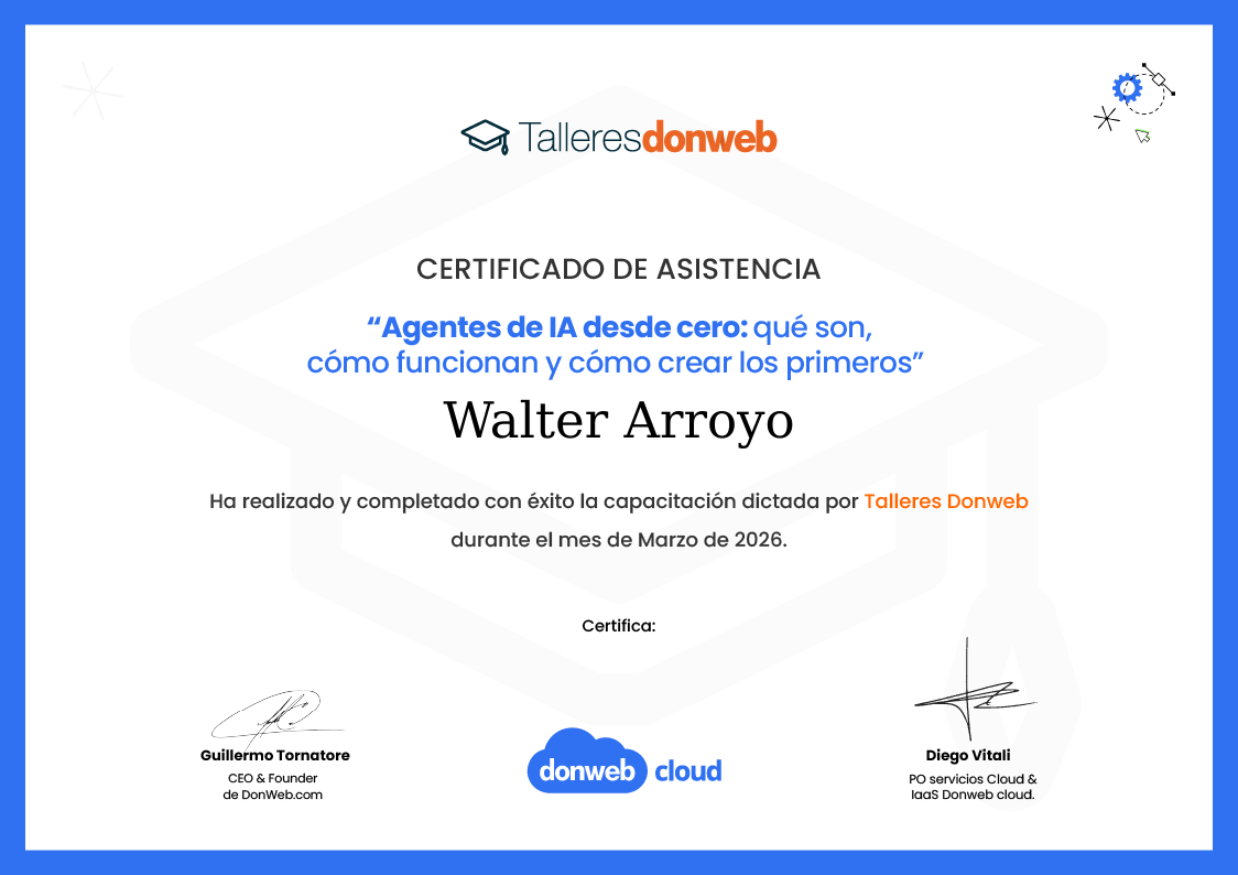 Certificado de asistencia · Talleres DonWeb
