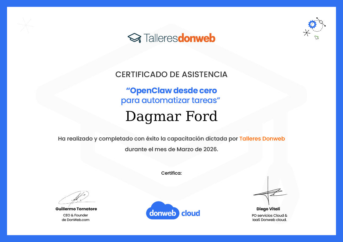 Certificado de asistencia · Talleres DonWeb