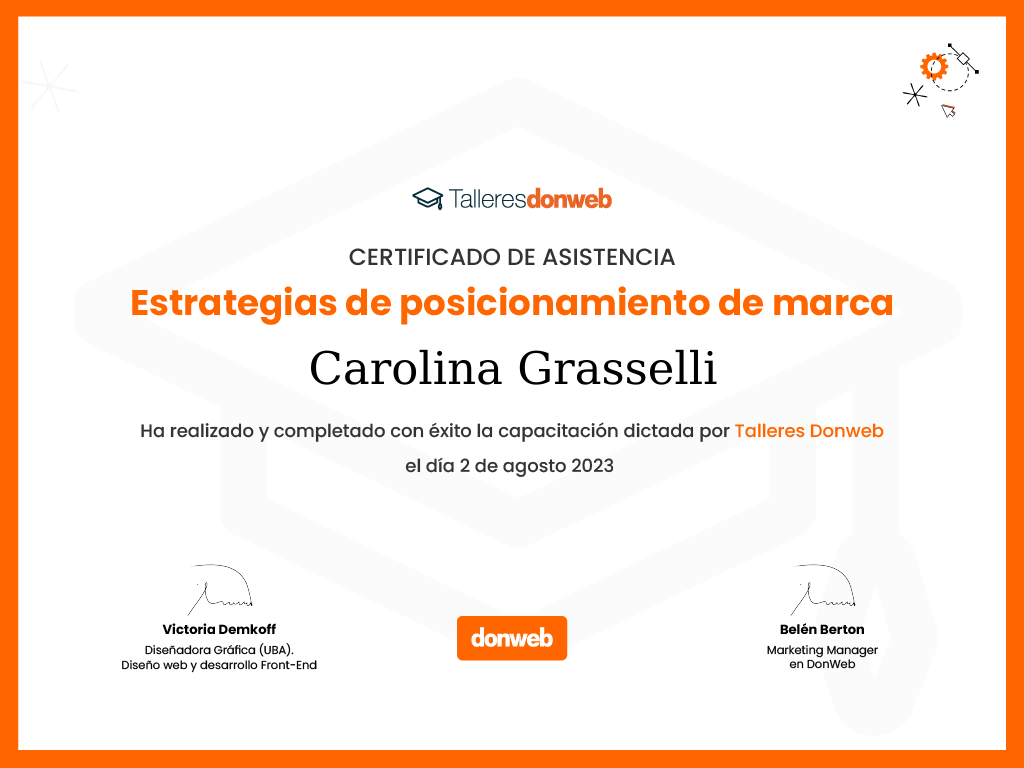 Certificado de asistencia · Talleres DonWeb