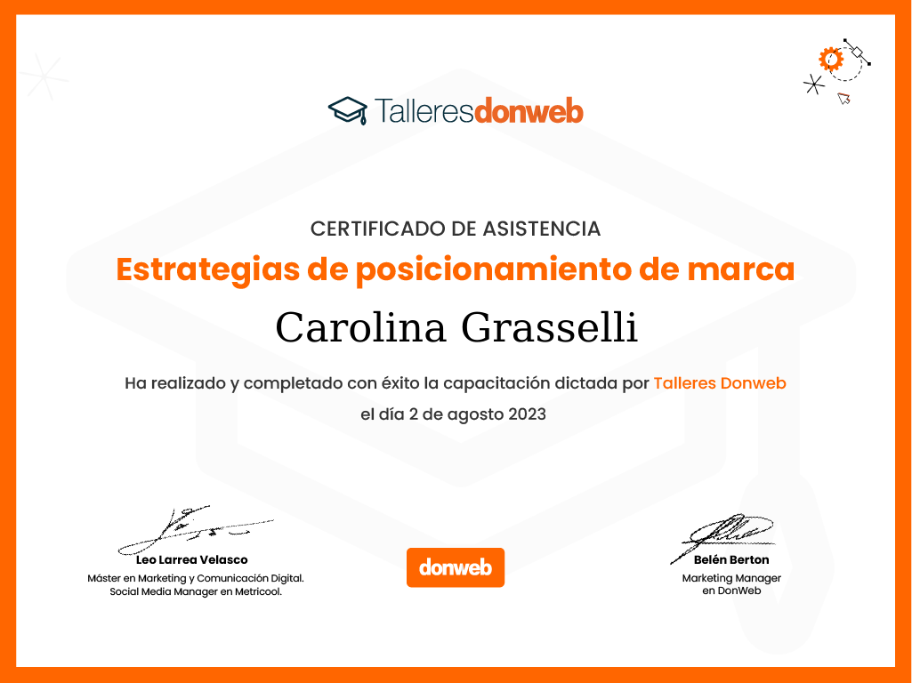 Certificado de asistencia · Talleres DonWeb