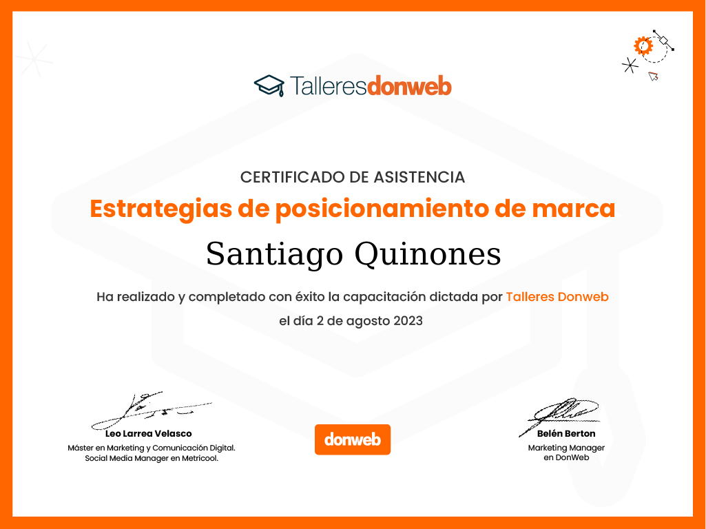 Certificado de asistencia · Talleres DonWeb