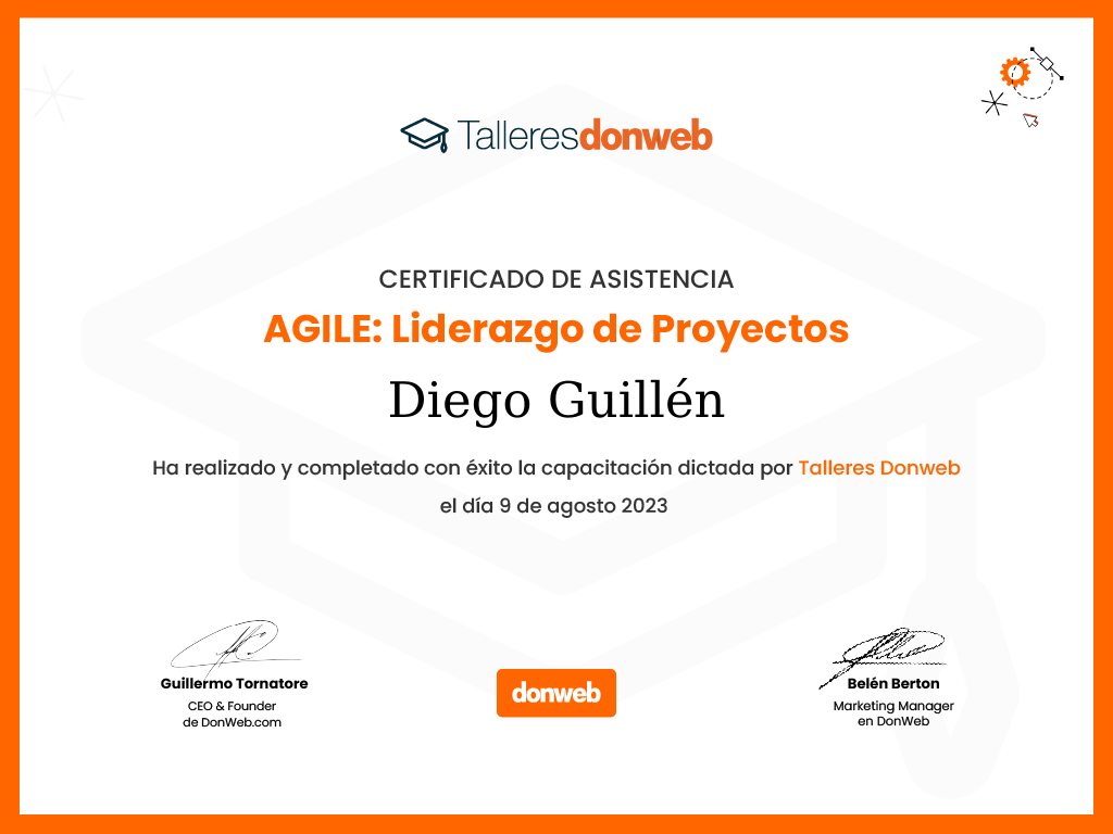 Certificado de asistencia · Talleres DonWeb
