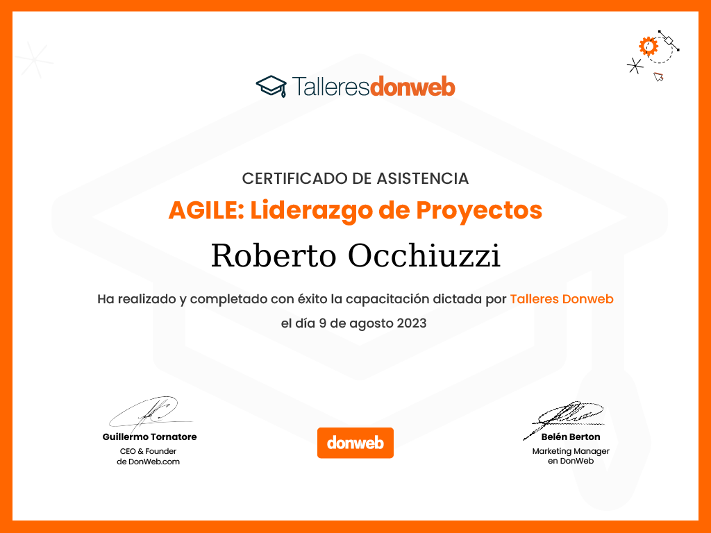 Certificado de asistencia · Talleres DonWeb